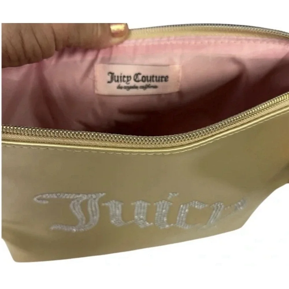 ✨‎ Juicy Couture Gold Fringe Makeup Pouch – Rhinestone Logo – NWT ✨